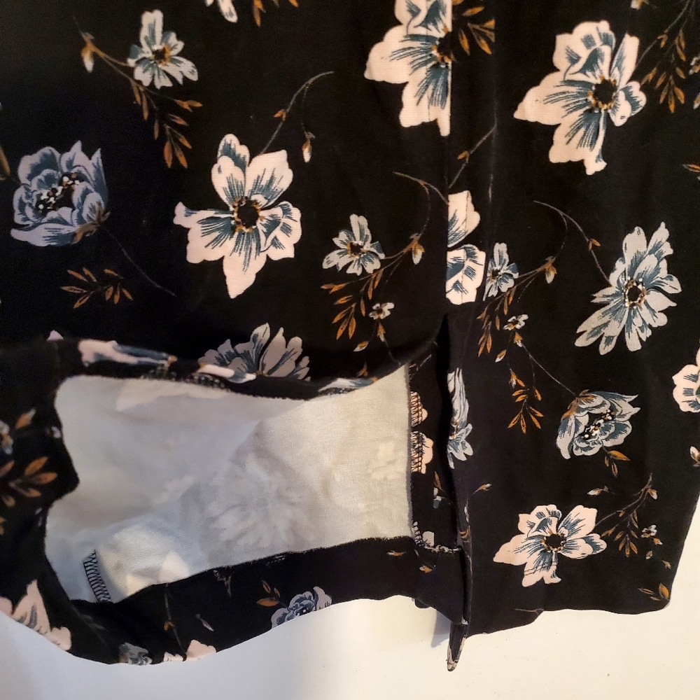 French Connection Zipper Floral Mini Dress Black Slimming Panels Size 6 Women - Picture 7 of 14
